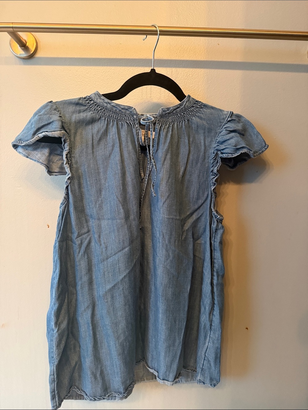 LC Lauren Conrad Light Blue Chambray Tie-Front Blouse